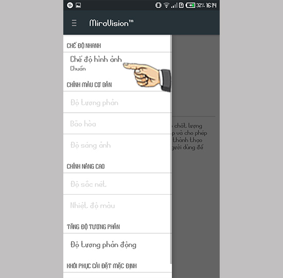 ​Chọn chế độ hiển thị